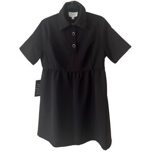 Pomander Place Black Short-Sleeve Mini Dress with Collar